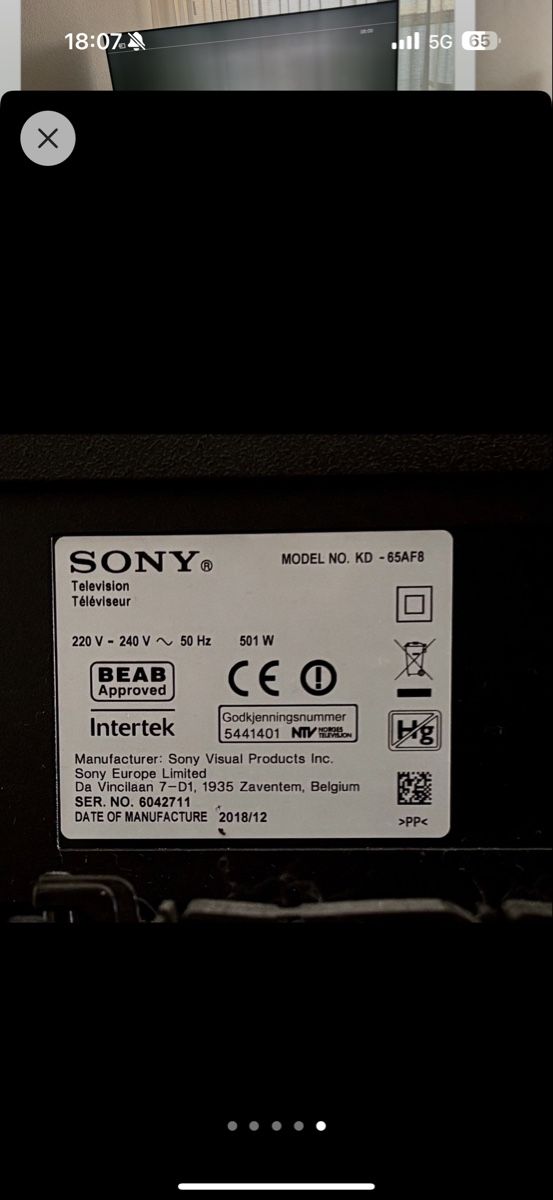 Sony Televisori: Sony Bravia Kd-65af8 – Difettoso da Spreitenbach venduto da sto_mpz2 3
