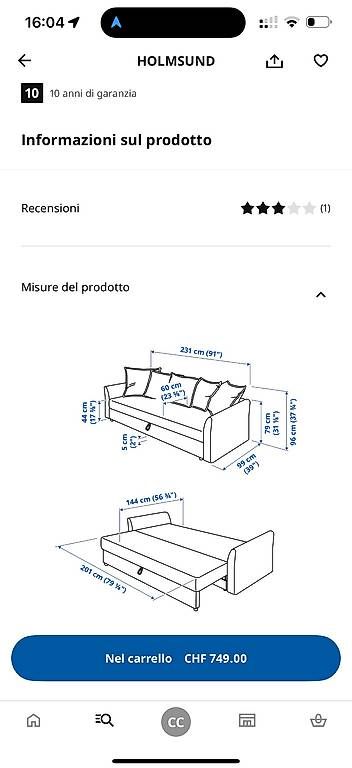 Divani: HOLMSUND SOFABED – Usato da Melide venduto da cla_g5fs 1