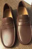 Bally Herren Mokassins braun Leder Gr 41,5 imitierte Perfora
