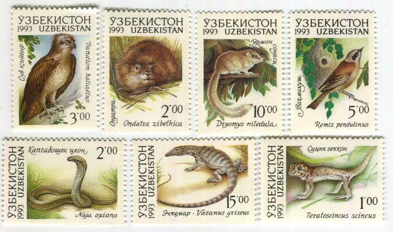 Tutti i francobolli: Briefmarken "Vögel & Tiere". Usbekistan – Nuovo e nell'imballaggio originale da Basel venduto da Butsch5