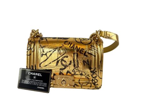 Chanel Boy Bag, Gold, Graffiti Design, Neuwertig!