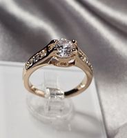Vergoldeter Ring mit weissem Zirkonia Gr. 8
