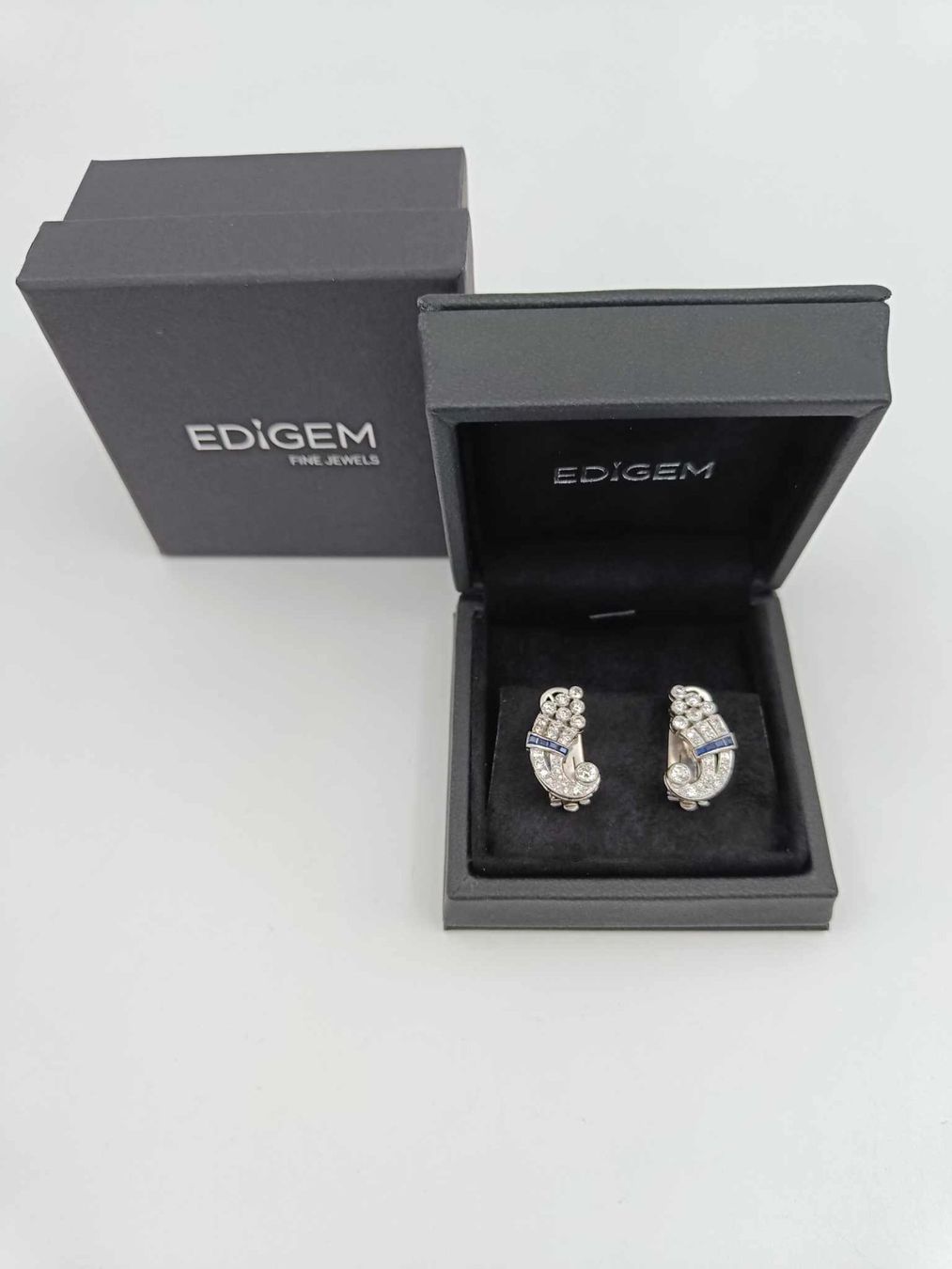 Ohrringe & -stecker: DIAMANT SAPHIR OHRSCHMUCK IN 950 PLATIN – Gebraucht aus Luzern von EdiGem 1