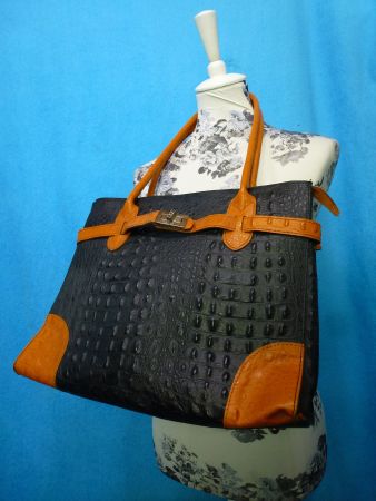 LEDER SHOPPER HANDTASCHE BRAUN SCHWARZ FÄCHER XL LEDER TOP