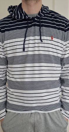 Polo Ralph Lauren swet à capuche rayé marine/blanc,