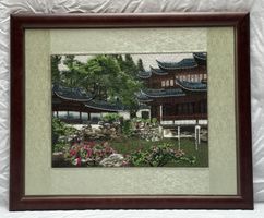 Broderie chinoise sur soie encadrée