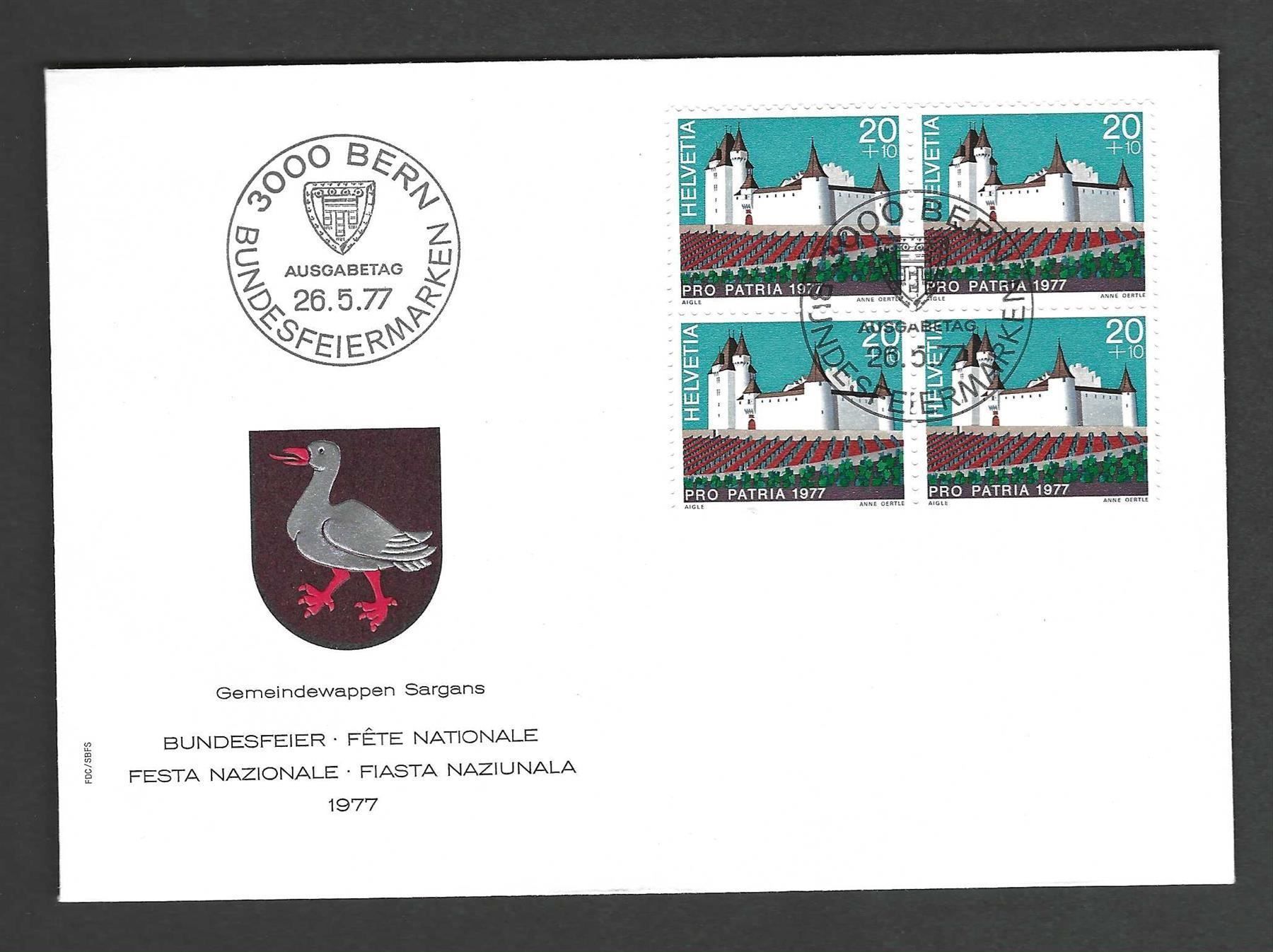 Tutti i francobolli: CH FDC Pro Patria  Viereblock 1977 – Nuovo e nell'imballaggio originale da Koblenz venduto da Markenhimmel