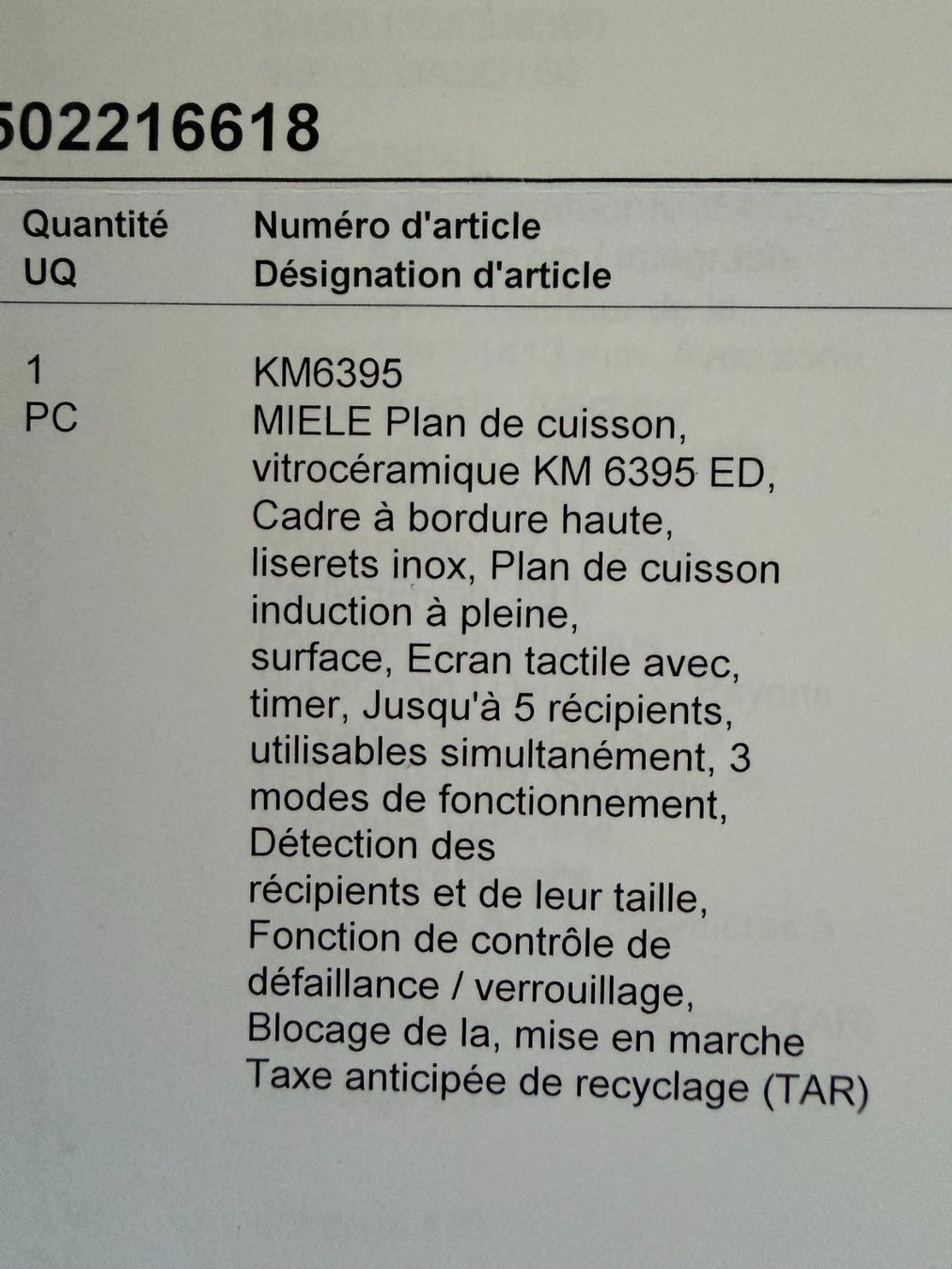Miele Cucine: Plan de cuisson vitrocéramique Miele KM 6395 ED à induction – Usato da Veyras venduto da ct56 1