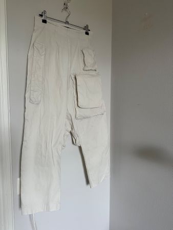RUNDHOLZ Hose Creme Gr. S Leinen Baumwolle Sommer Hose Cargo