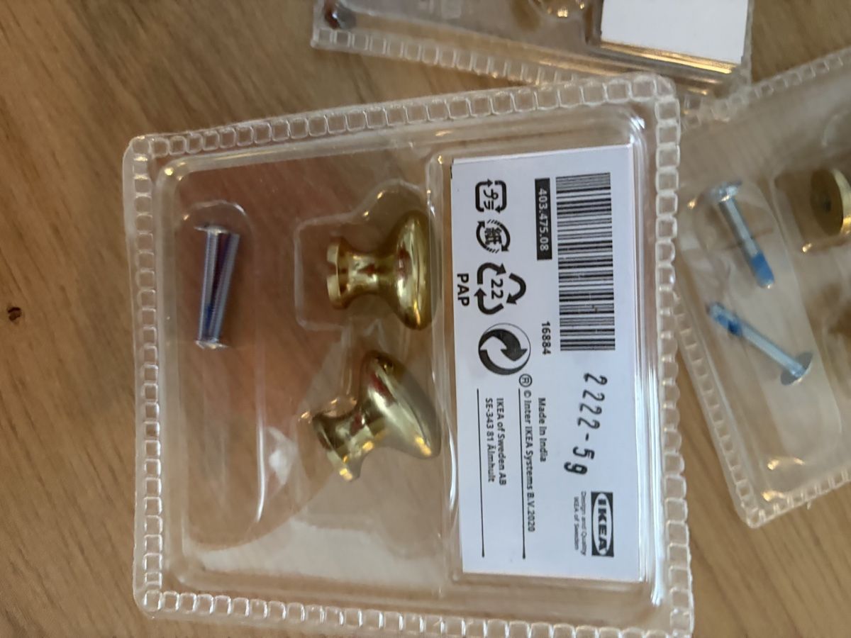 Ikea Eisenwaren: IKEA ENERYDA Knöpfe Messing 3er Pack neuwertig – Neu und originalverpackt aus Sevelen von Ch_2026_1 2