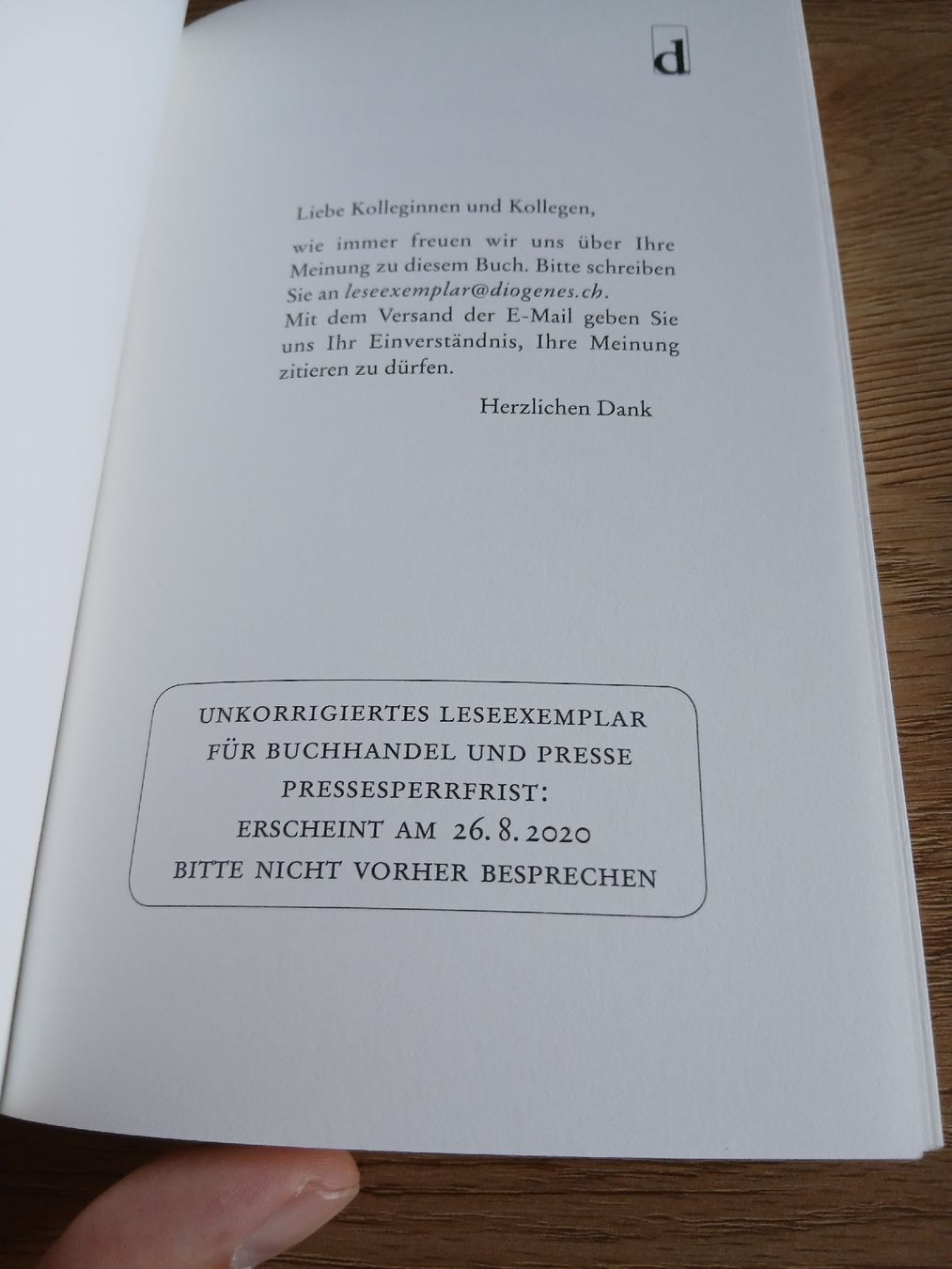 Bücher: Bernhard Schlink Abschiedsfarben ungelesenes Leseexemplar.  – Gebraucht aus Wädenswil von LeTroedel 1