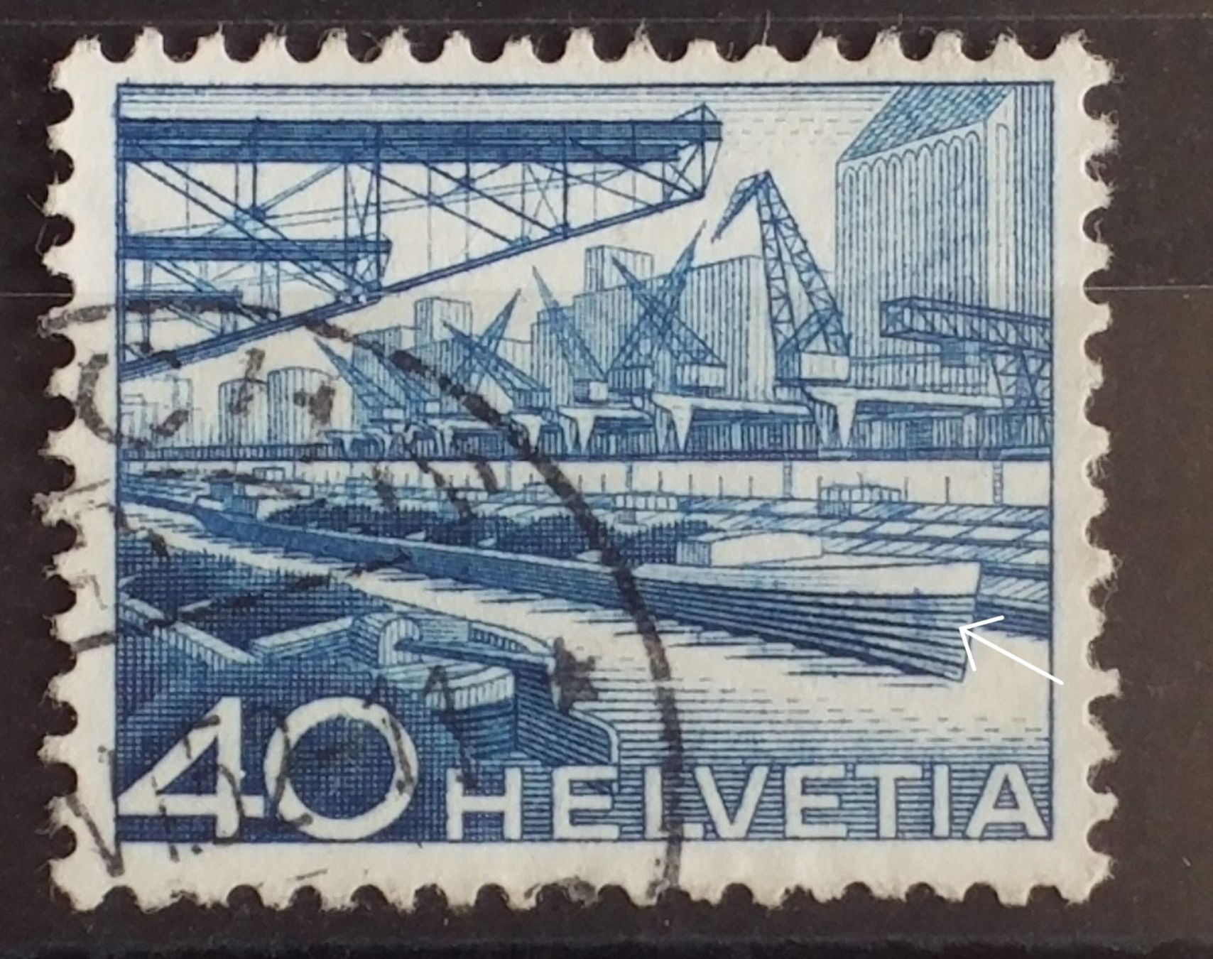 Tutti i francobolli: 1683C) 305.2.02, Abart Strich  im Schiff – Usato da Baden venduto da Eggi