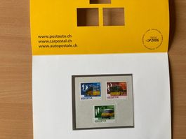Folder 100 Jahre Postauto mit 3 gültigen Briefmarken