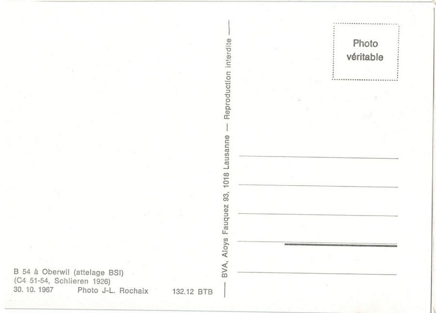 Cartoline postali: BTB Birsigtalbahn B 54 in Oberwil – Usato da Frauenfeld venduto da POML 1