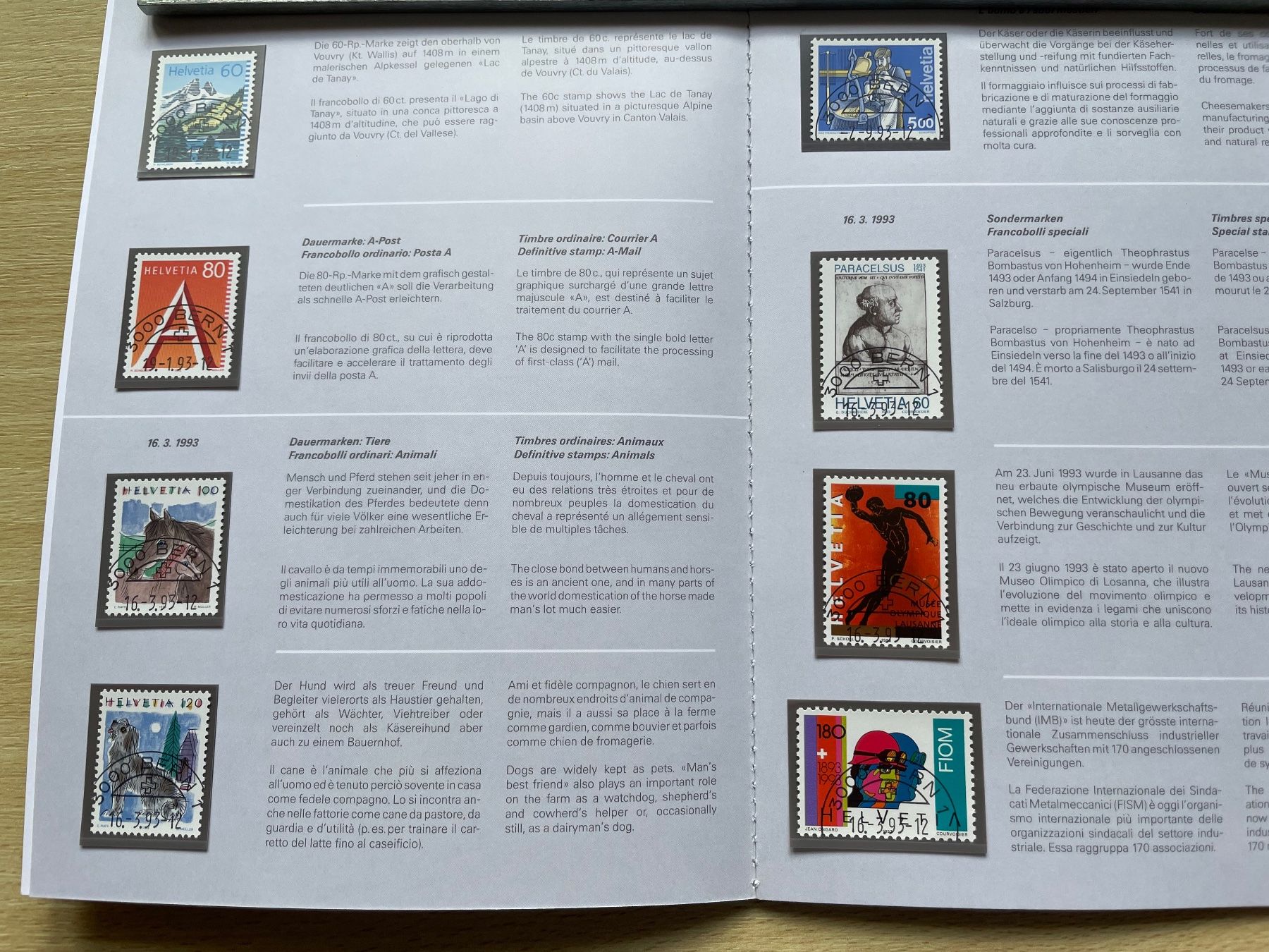 Tutti i francobolli: Carnet timb. 1993 prix poste 35.- SBK 85.- – Usato da Sonceboz-Sombeval venduto da Comment2 4