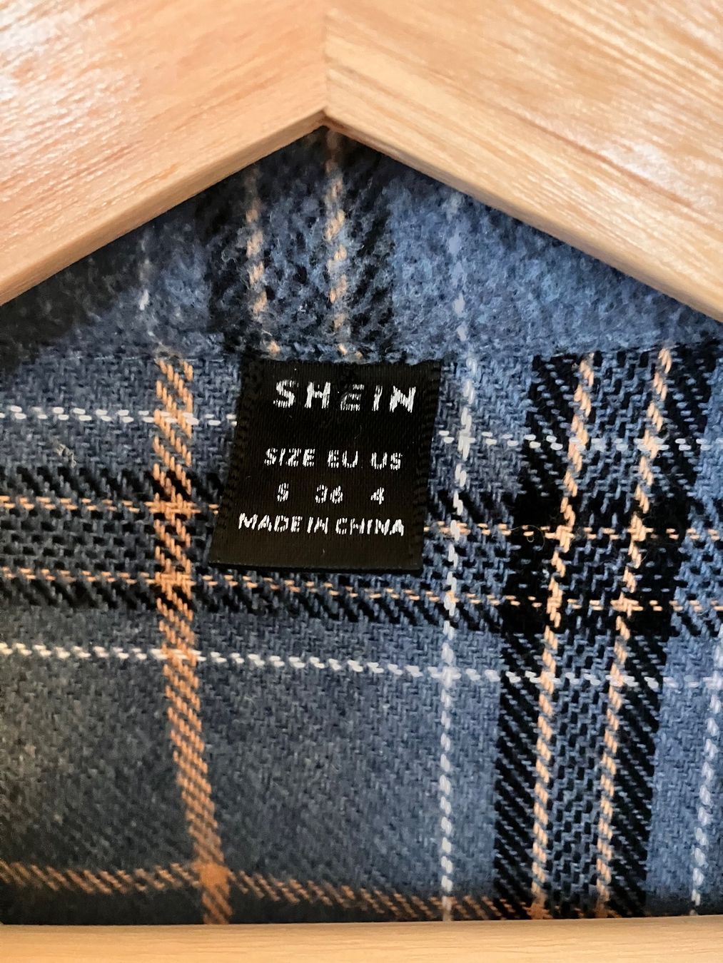 Shein Camicette: Langes, warmes Hemdkleid, Gr. S, blau kariert – Usato da St.Gallen venduto da michel_simone 2