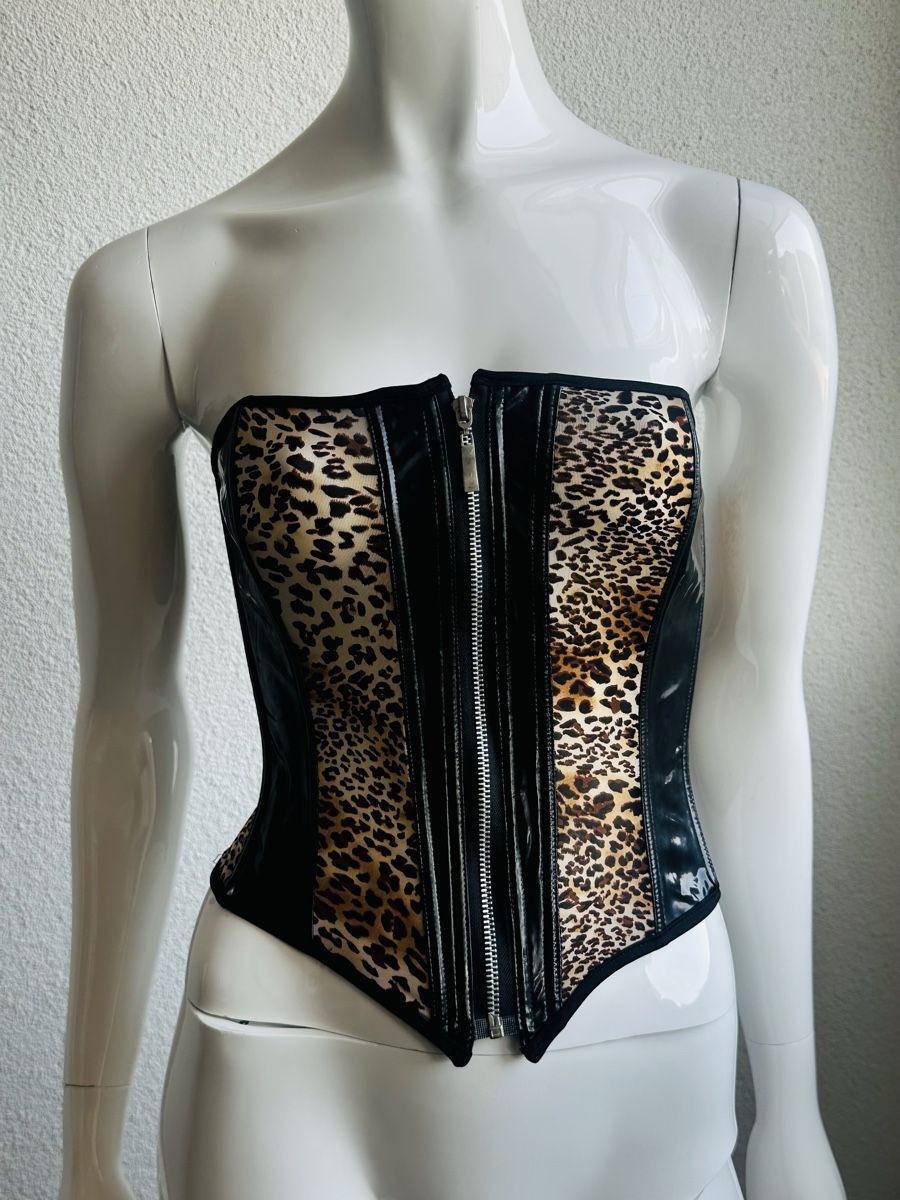 Altra biancheria intima: Leopard Print Corset Top with Front Zipper - Size S-L – Usato da Vevey venduto da ledidream