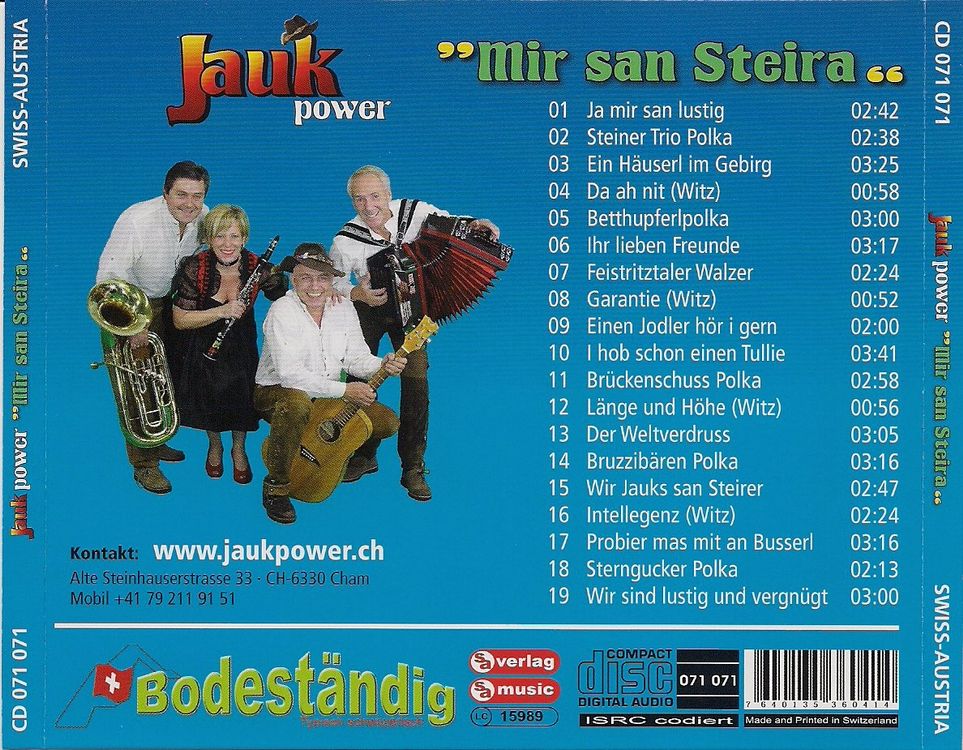 CD: CD Jauk Power - Mir san Steira - Steirische Volksmusik – Nuovo (secondo la descrizione) da Wuerenlos venduto da Zoechi 1
