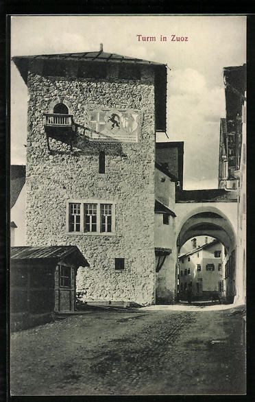 Cartoline postali: AK Zuoz, Turm mit Torbogen – Usato da Berlin venduto da bartko-reher