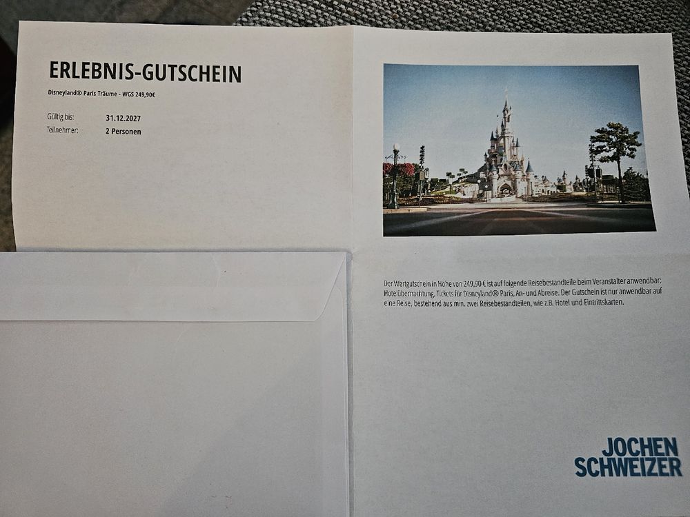 Disneyland Paris Gutschein (Jochen Schweizer) für 2 Personen (Neu und ...