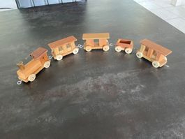 Jouet Ancien Petit Train Loquai en Bois West-Germany