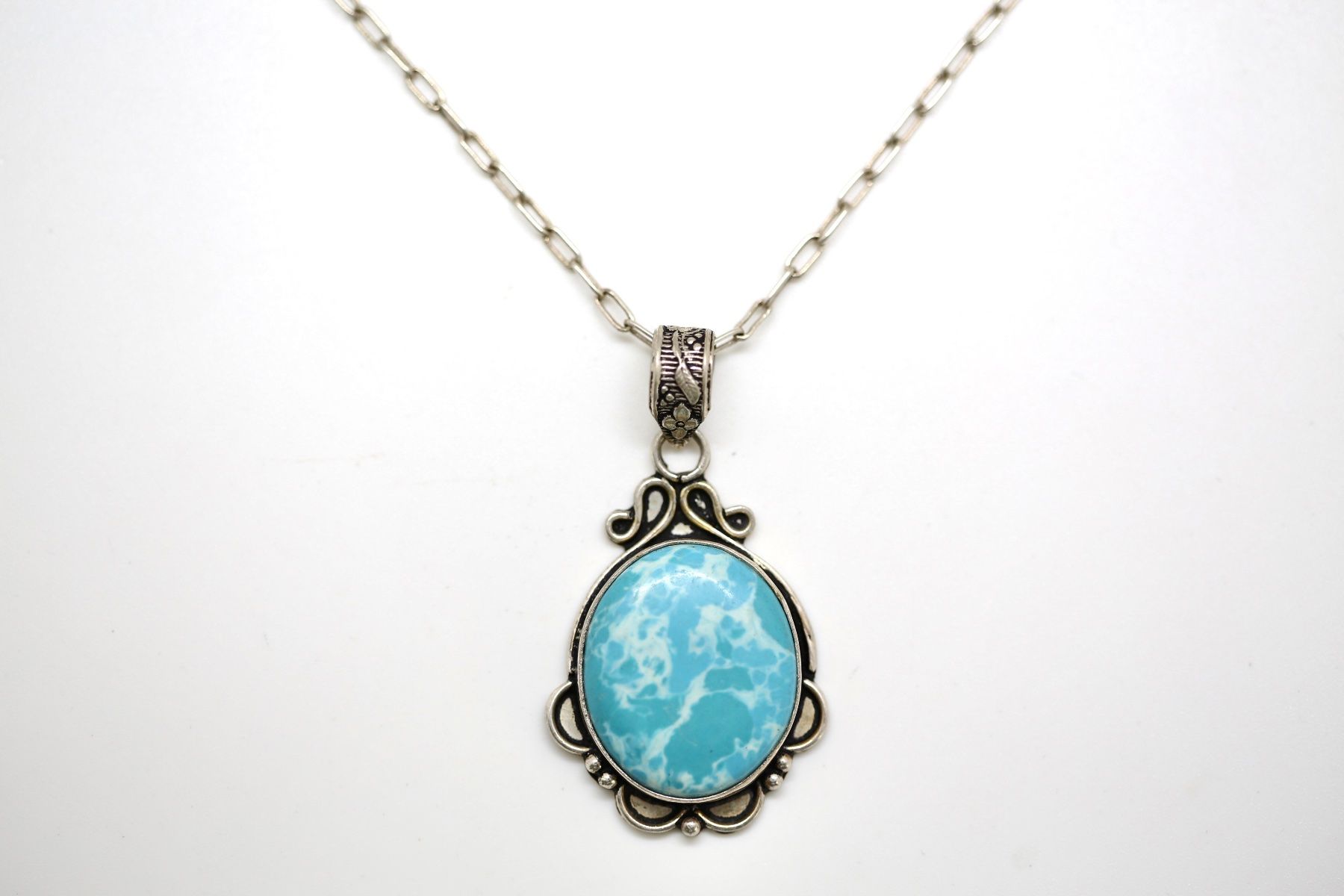 Catenine: Silberkette mit Larimar Anhänger – Usato da Reinach BL venduto da Han-Numismatik