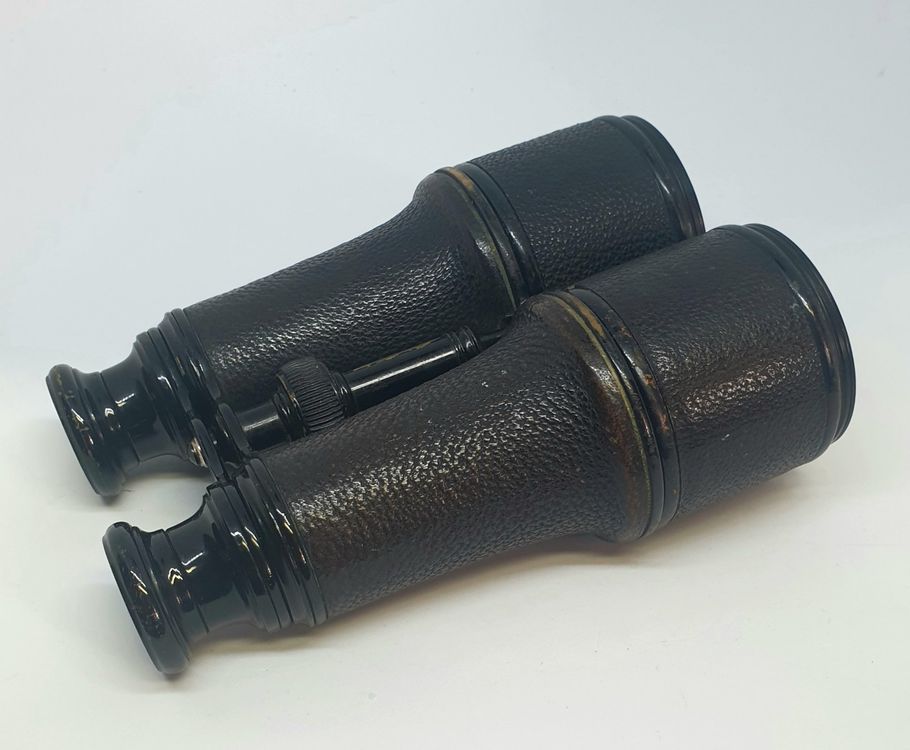 ANCIENNE PAIRE DE Jumelles Manu France Avec Etui Cuir Noir Officier
