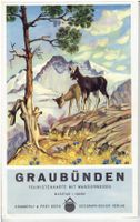 Graubünden, Touristenkarte mit Wanderwegen 1965