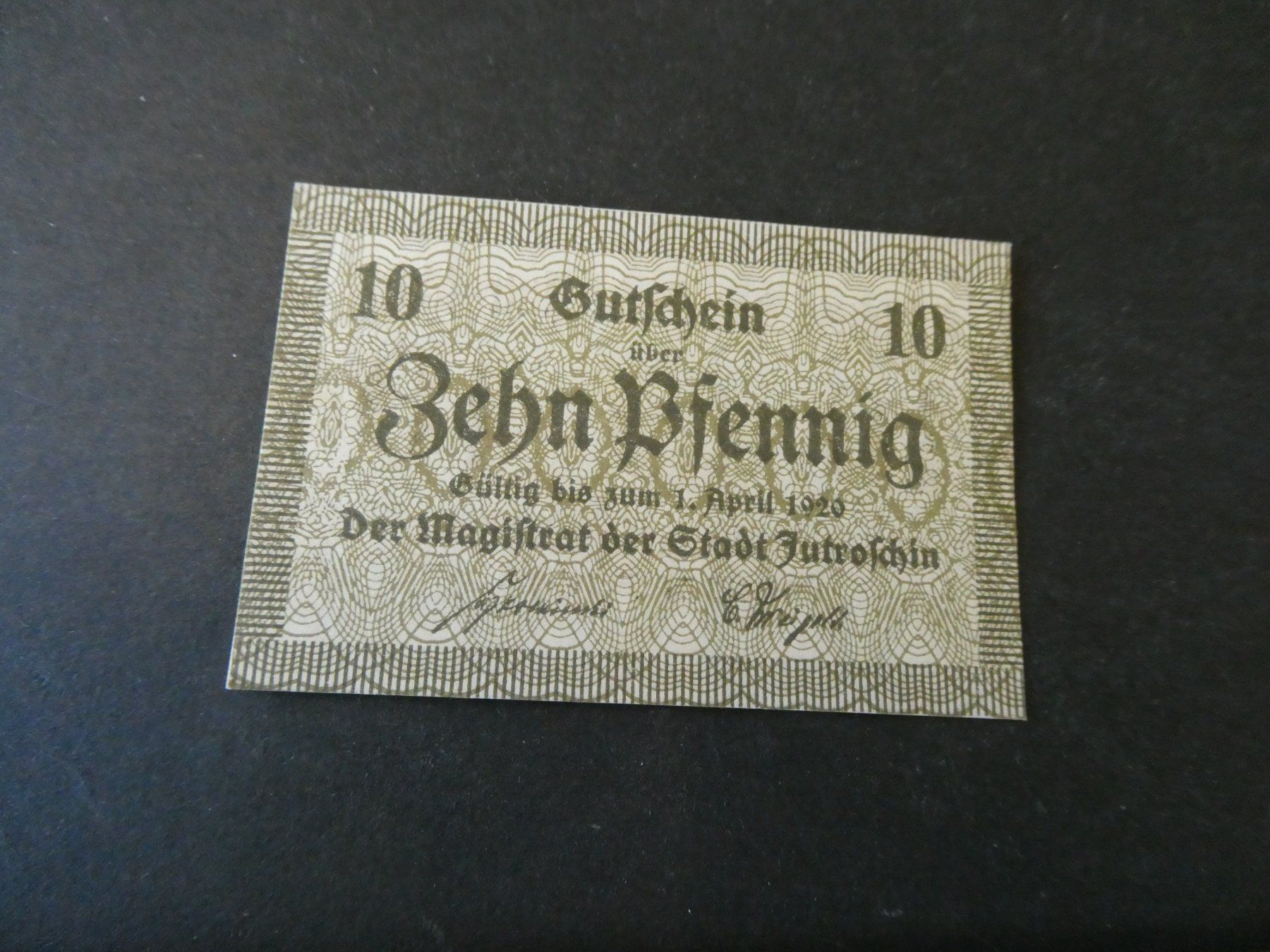 Banconote: Dt. Reich, Jutroschin - Notgeld – Usato da Hinterforst venduto da Rohusri