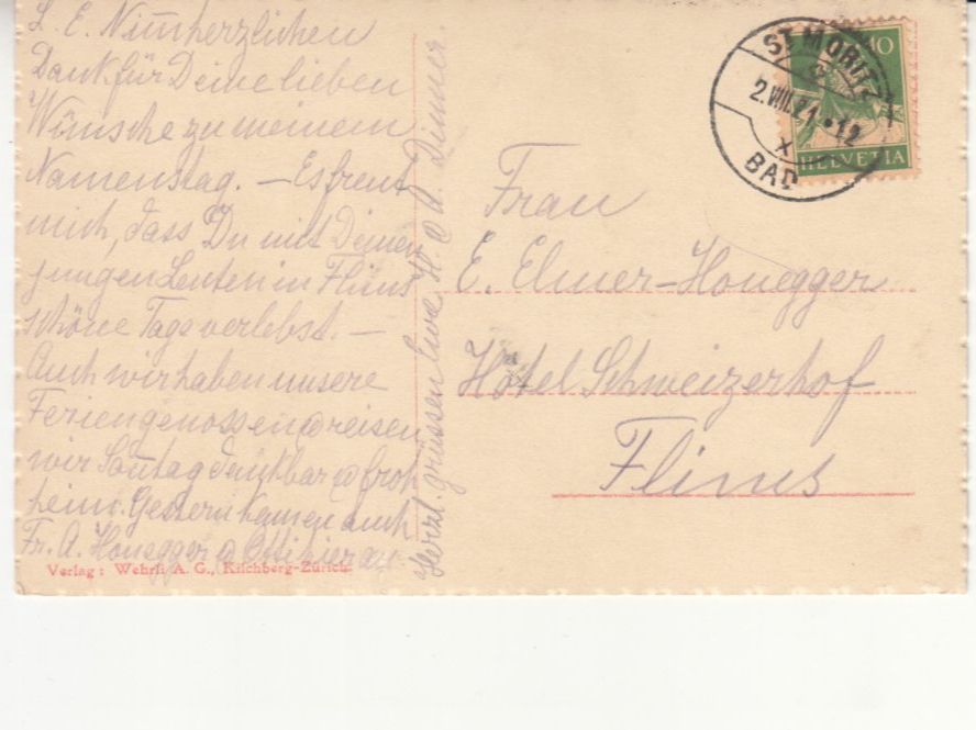 Cartoline postali: St. Moritz 1921 mit ST St. Moritz Bad – Usato da Bürglen TG venduto da StampGraf 1