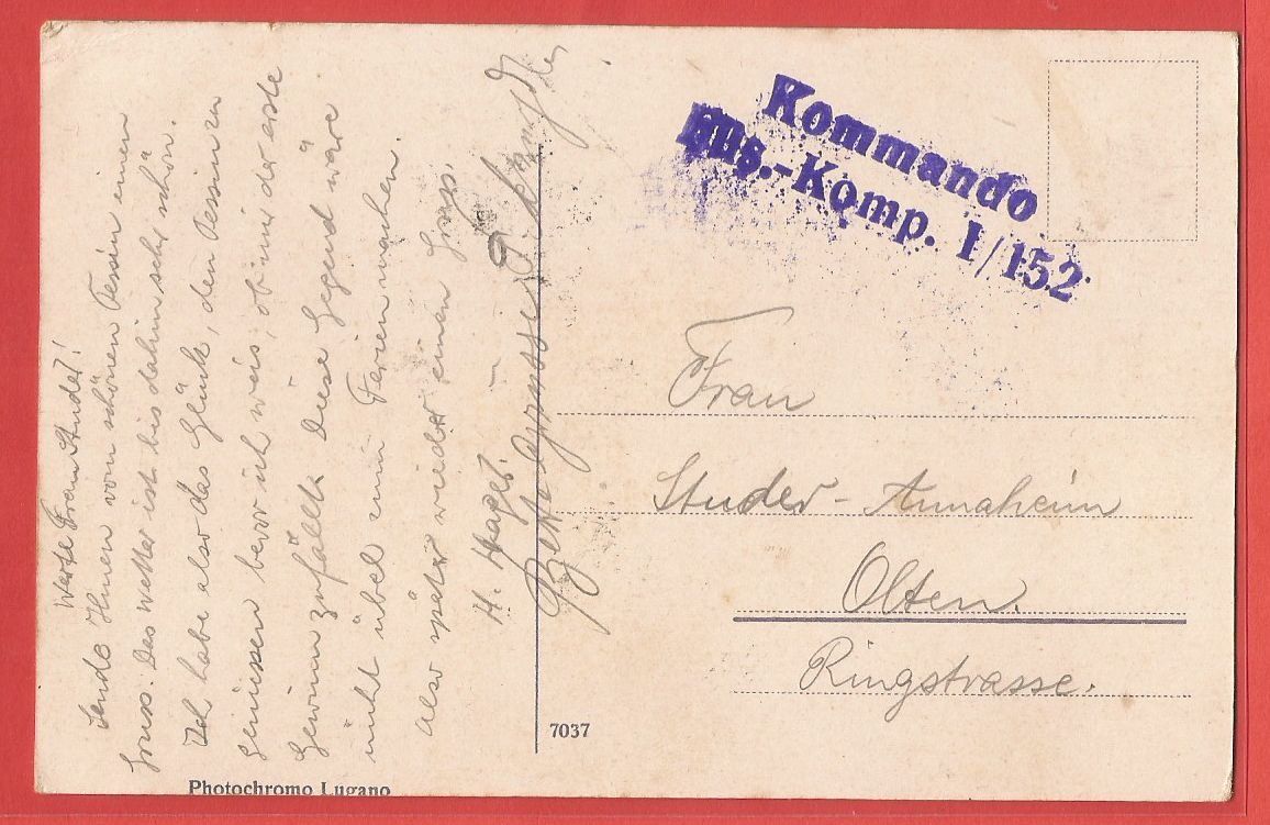 Cartoline postali: Tesserete - Veduta verso Salo - ca. 1915 – Usato da Fislisbach venduto da Porano 1