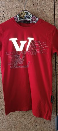 Red T shirt with Rhinestone Design - Size S, Summer look