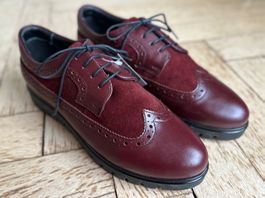 Burgundy Leather & Suede Lace-Up Shoes, EU 41 - New!