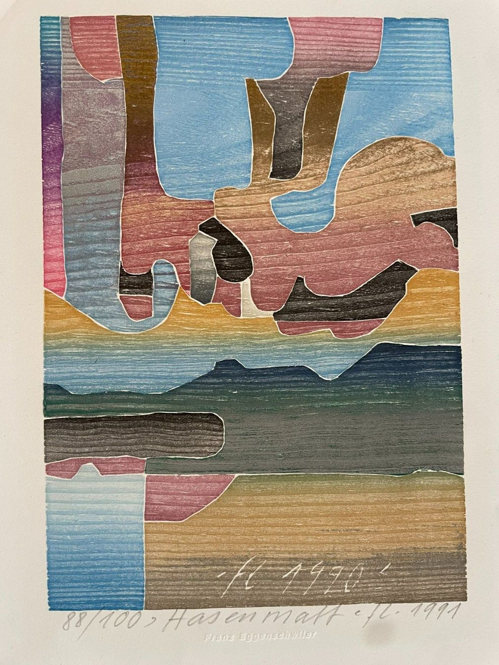 Xilografie: Franz Eggenschwiler "Hasenmatt" Nr. 88/100 – Usato da Frenkendorf venduto da lia_t9jg