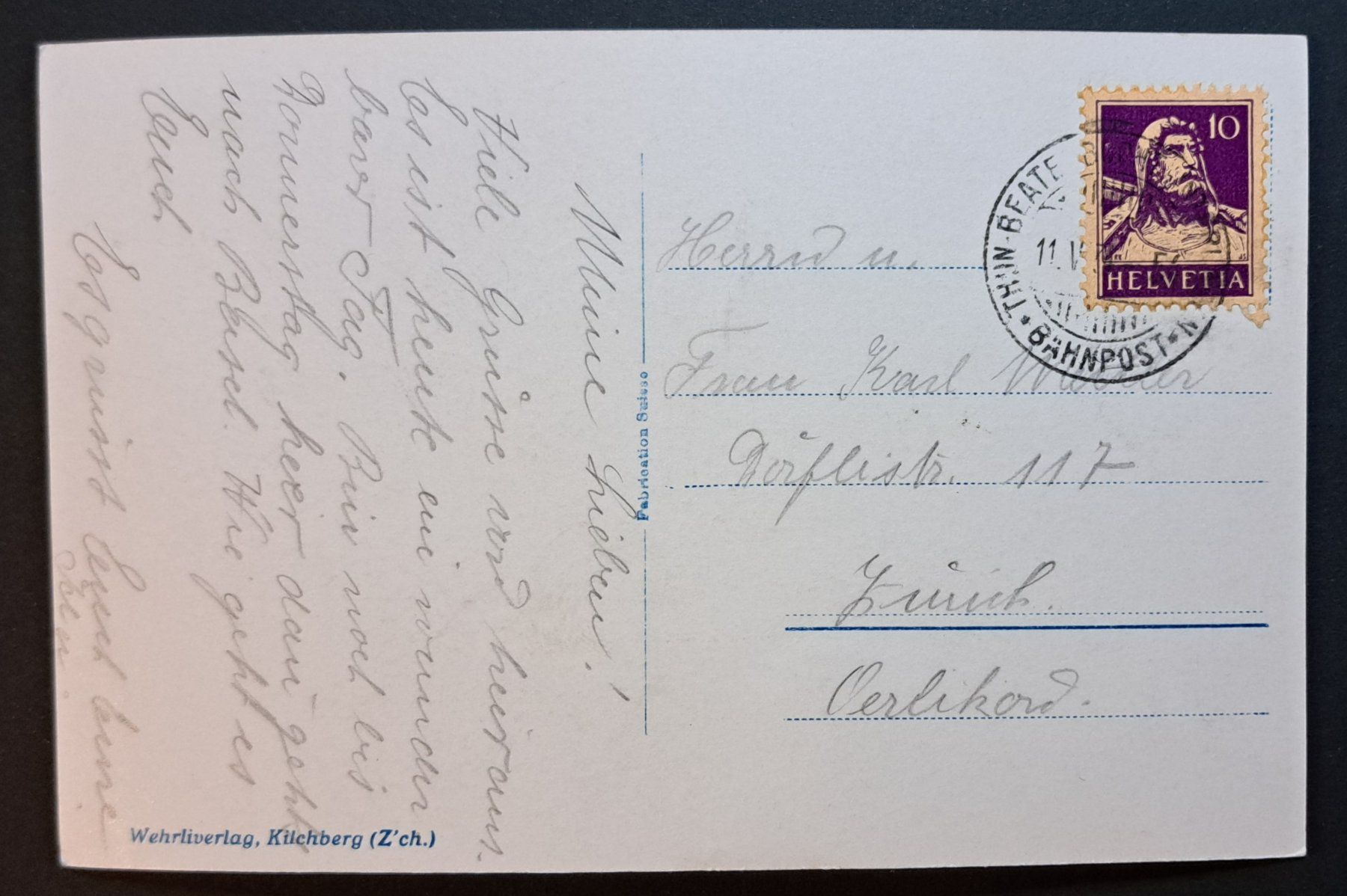 Cartoline postali: AK St. Beatenberg mit Bahnpost Stempel – Usato da Unterägeri venduto da PhilatelieStudiger 1