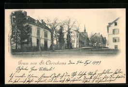 St. Chrischona, Strassenpartie mit Türm