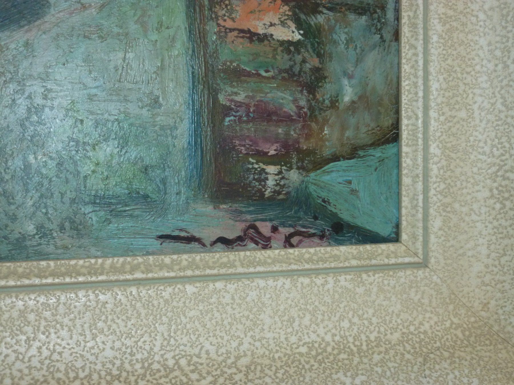 Tableaux: Ölbild in einer Gasse  - Tessin? Italien? oder Graubünden? – D'occasion à Flims Waldhaus par Gutveina 1