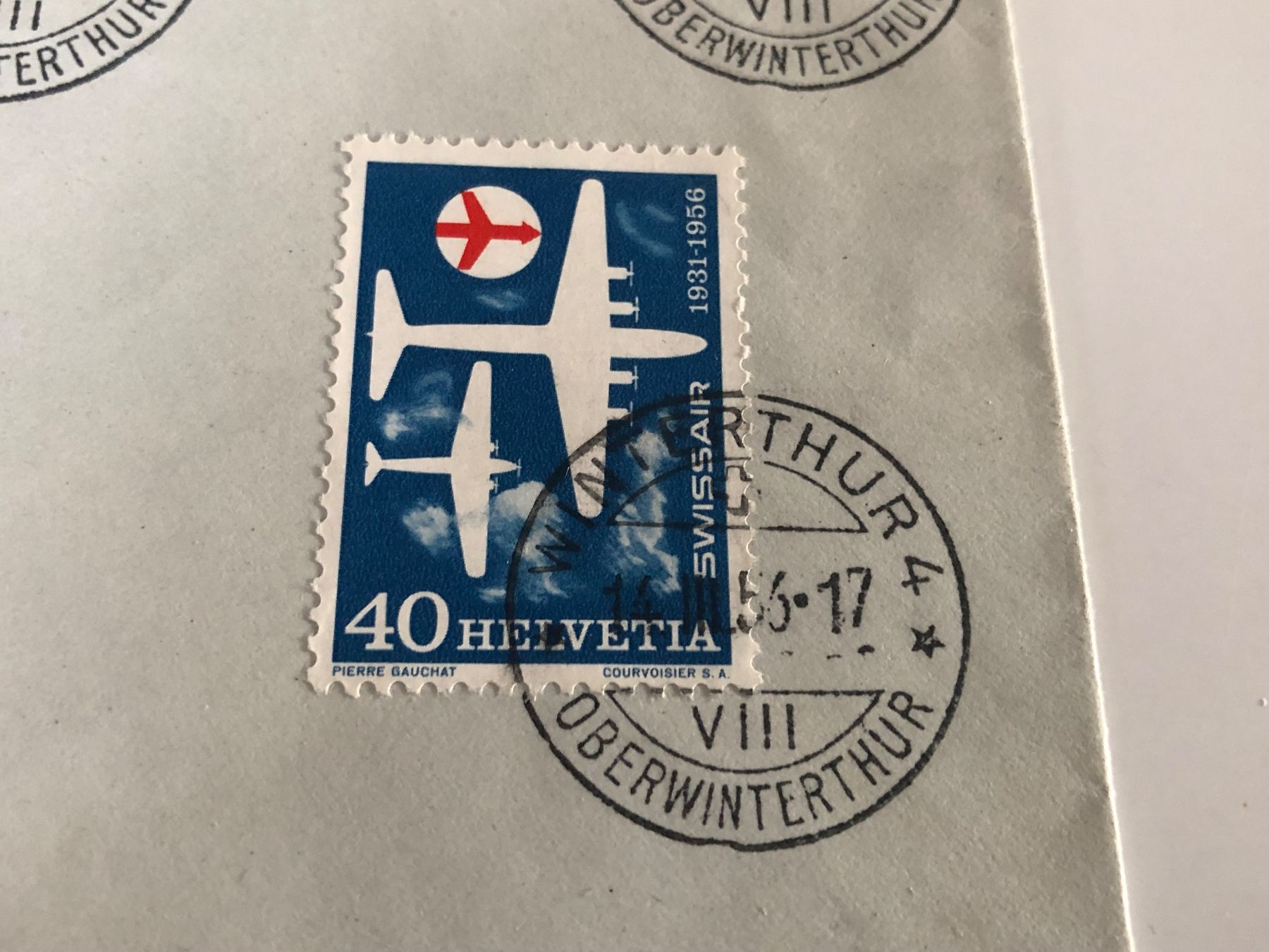 Tutti i francobolli: Werbemarken 1956 SWISSAIR WINTERTHUR – Usato da Lufingen venduto da Rac0 1