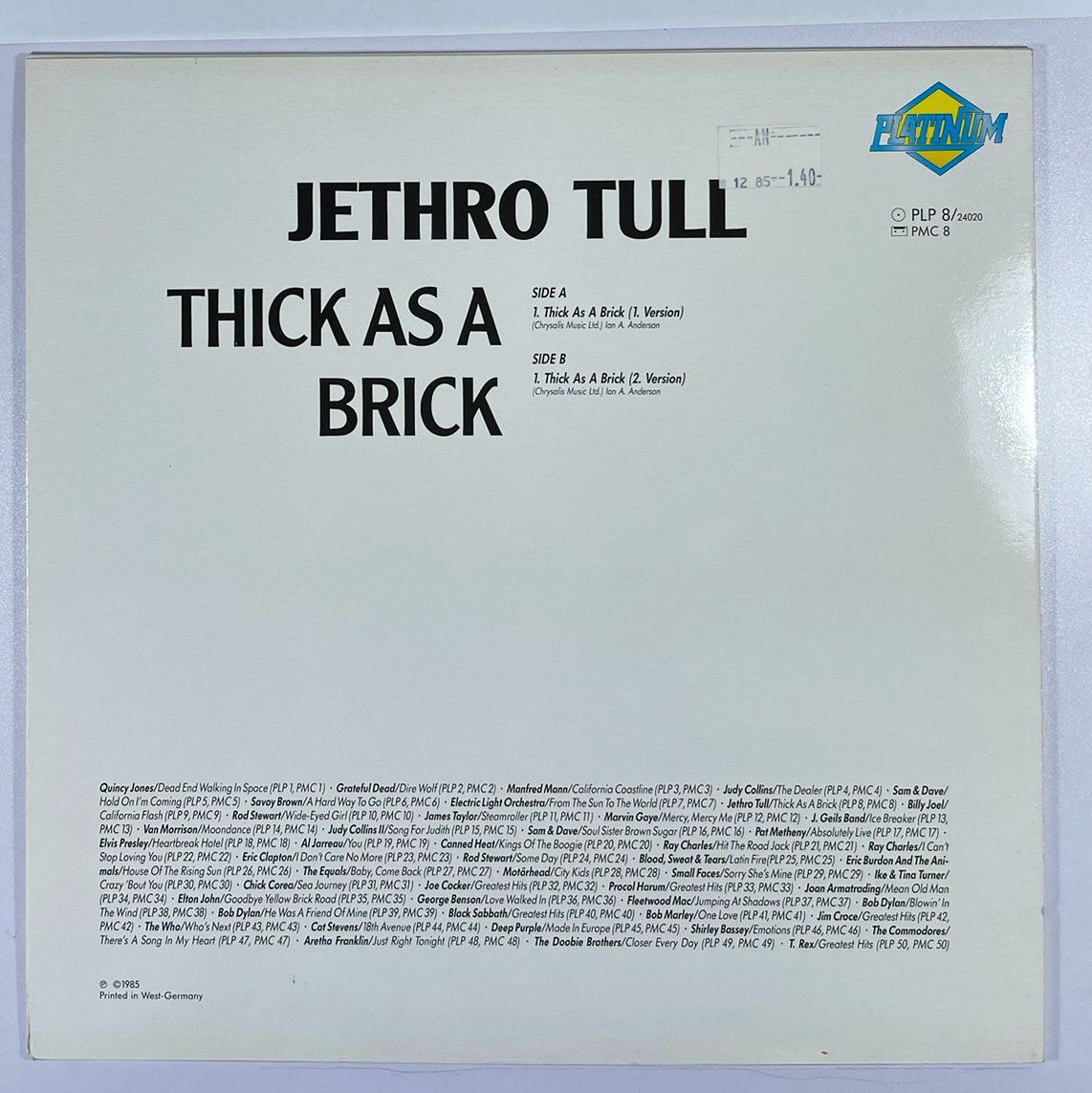 Dischi in vinile: LP: JETHRO TULL - Thick  As A Brick (Maxi CH-Version 1985) – Nuovo (secondo la descrizione) da Frenkendorf venduto da Yard-Sale-2000 1