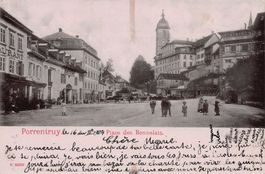 Porrentruy, Place des Bennelats, animée, circulée 1905