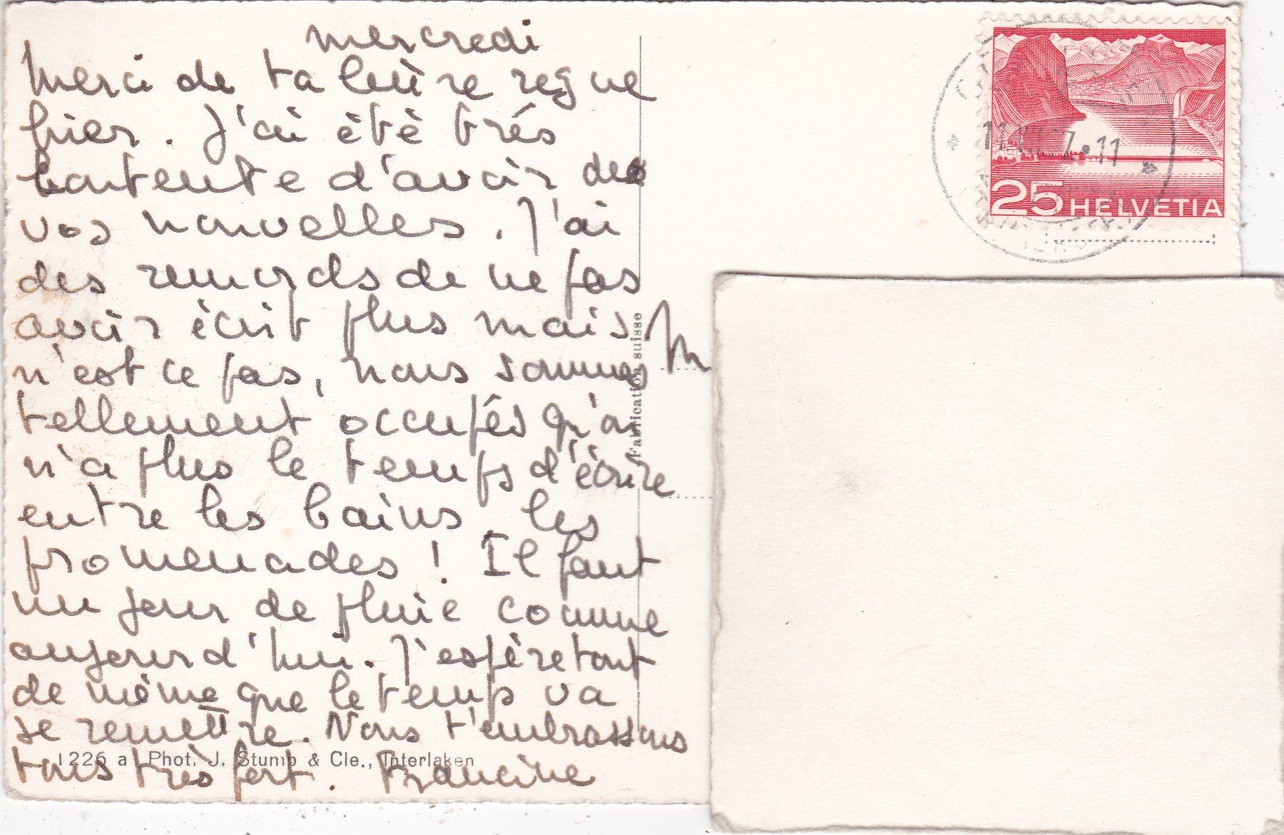 Cartoline postali: Interlaken Unterseen mit Jungfrau 1957 – Usato da Herisau venduto da Lisegrat2008 1