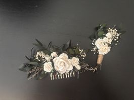 Blumenkamm und Anstecker Strauss, Hochzeit