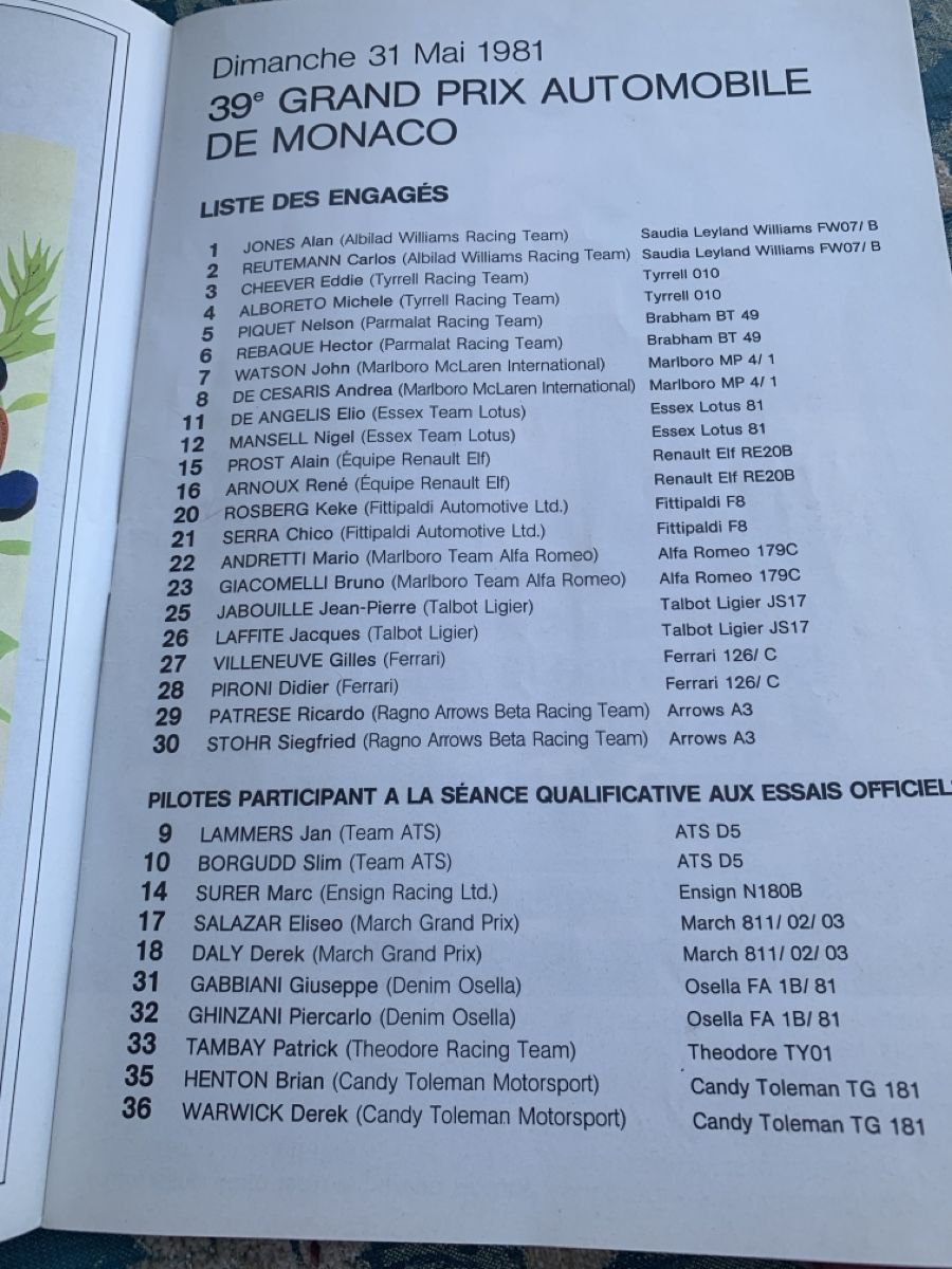 Zeitschriften & Magazine: Formel 1 Programm GP Monaco 1981 Auto Motor Sport 28-31 Mai – Gebraucht aus Biel/Bienne von Aehm 3