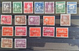 40 timbres Suisse ONU, oblitérés, neufs, incrustations