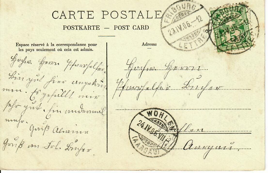 Cartoline postali: Fribourg – Usato da Hochdorf venduto da Ziegel-16 1
