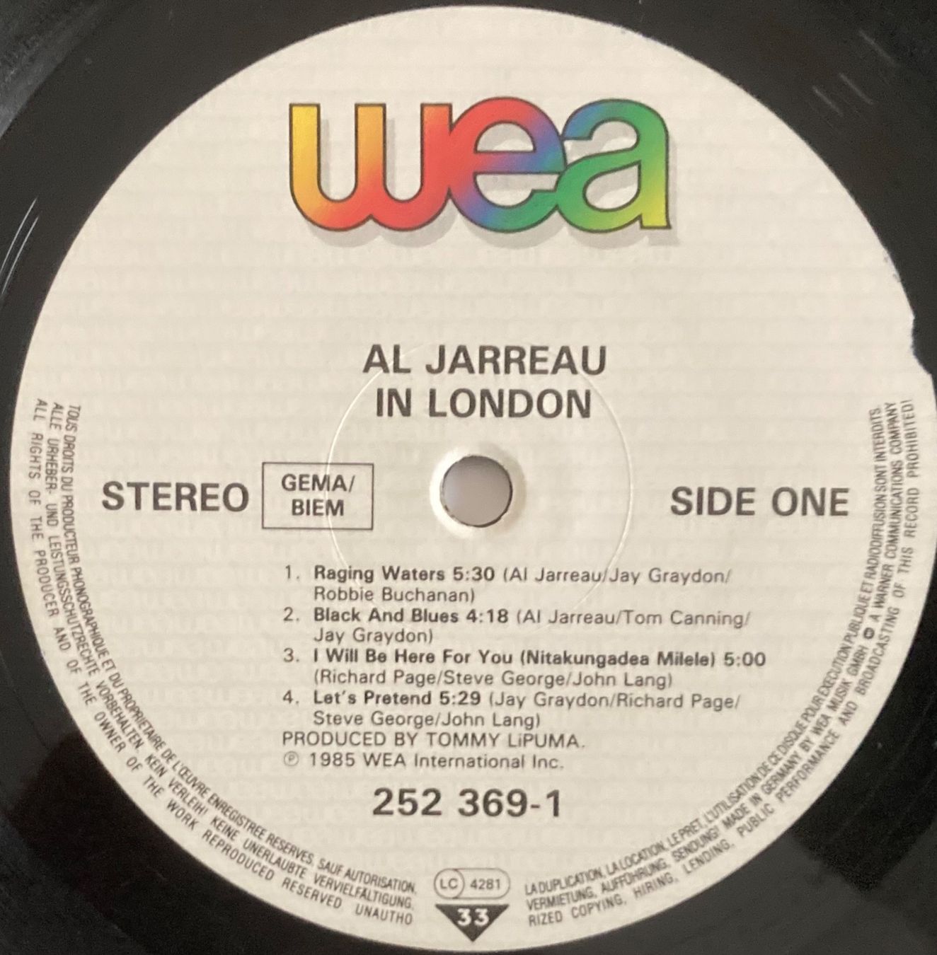 Dischi in vinile: AL JARREAU - IN LONDON – Usato da Poliez-Pittet venduto da Newtown-Records 2