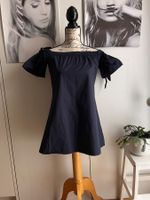 Kurzes, schulterfreies Sommerkleid. Marineblau, Größe 36