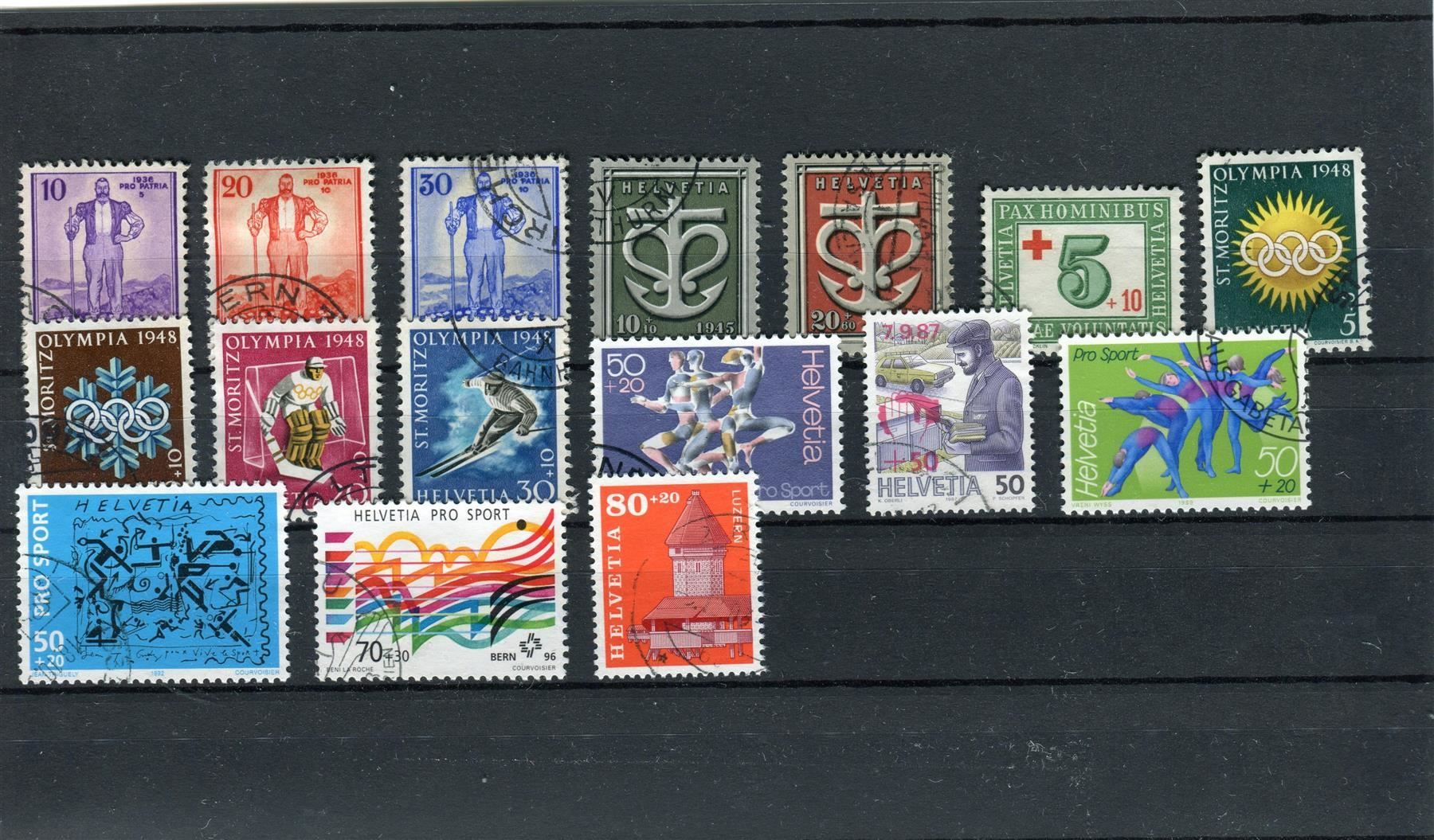 Alle Briefmarken: 1936-96 diverse Einzelwerte gestempelt – Gebraucht aus Winterthur von Kyoung