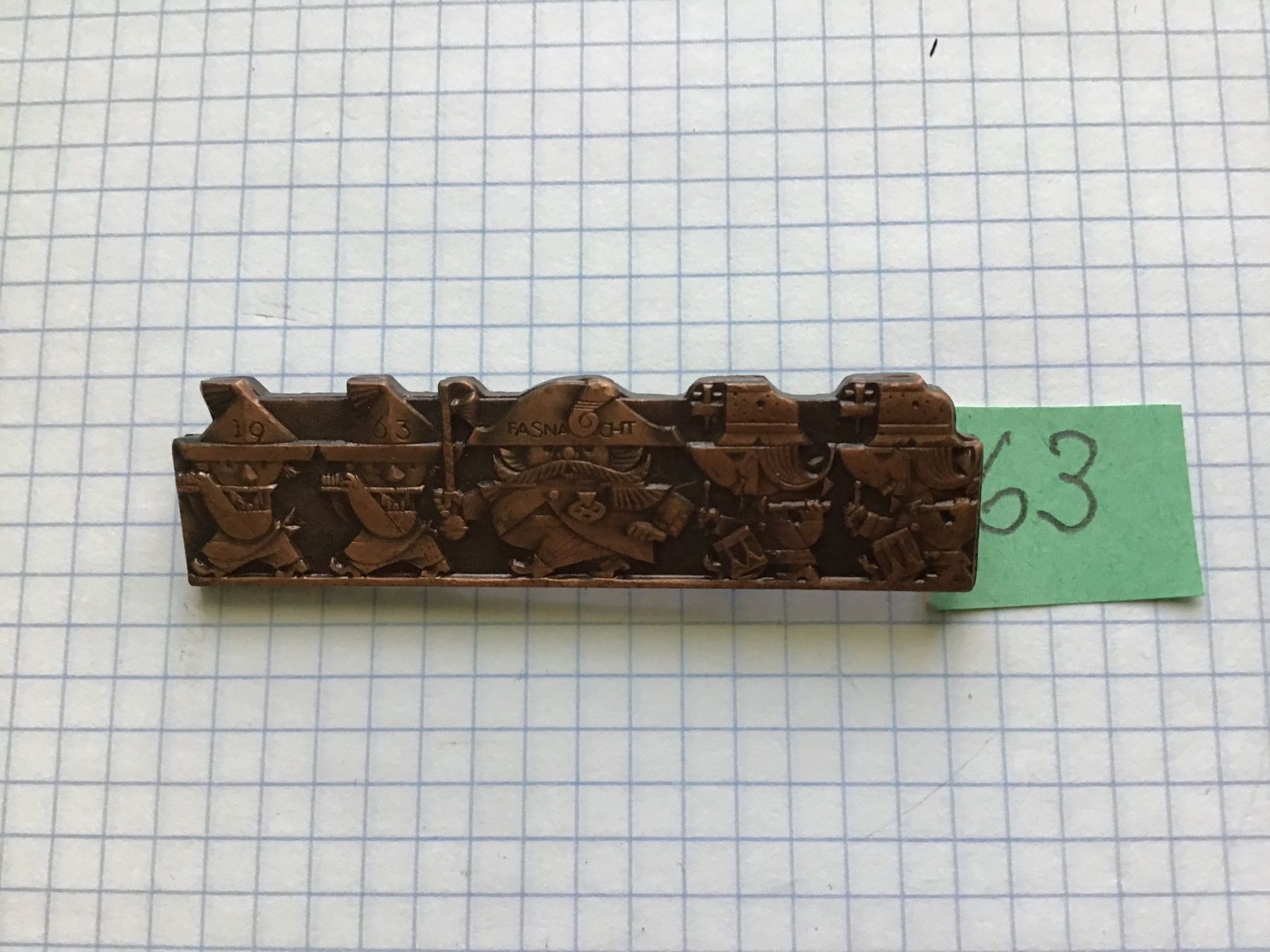 Basler Plaketten & Abzeichen: Baslerfasnachtsplaketten Kupfer 1963 – Gebraucht aus Arlesheim von printz01