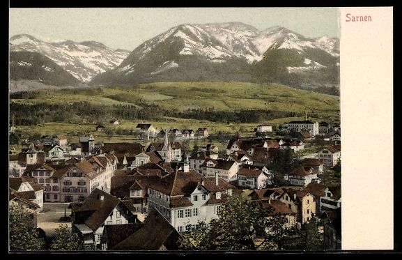 Cartoline postali: AK Sarnen, Totalansicht mit Bergpanorama – Usato da Berlin venduto da bartko-reher